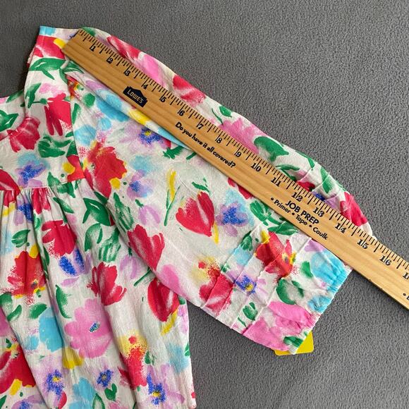 Vtg 80s 90s NOS Two Potato Watercolor Floral Tiered Muumuu Dress XS Granny Chic - Picture 12 of 16